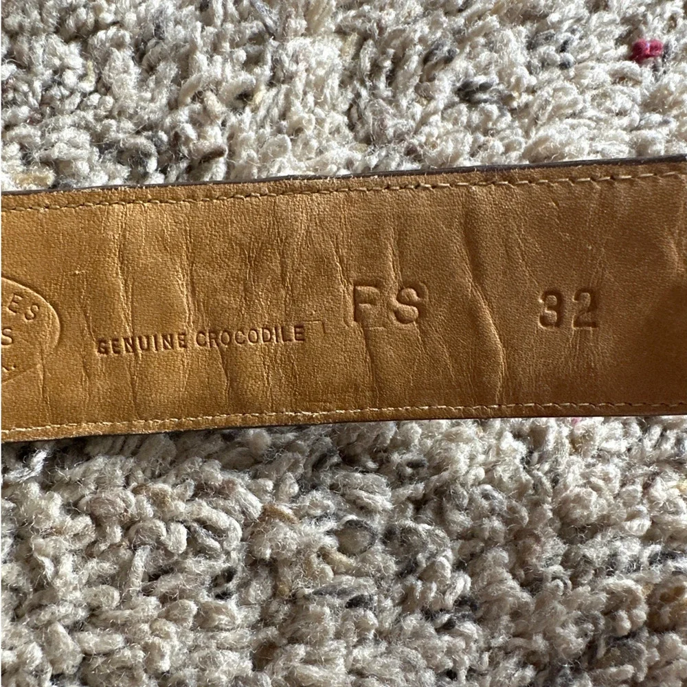Maida's Houston Texas Crocodile Belt Made in USA Size 32 no buckle brown